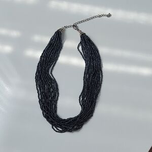 Multi-Strand Black Beaded Necklace – Layered Statement Jewelry, Adjustable